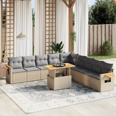 11 Piece Garden Sofa Set with Cushions Beige Poly Rattan Payday Deals