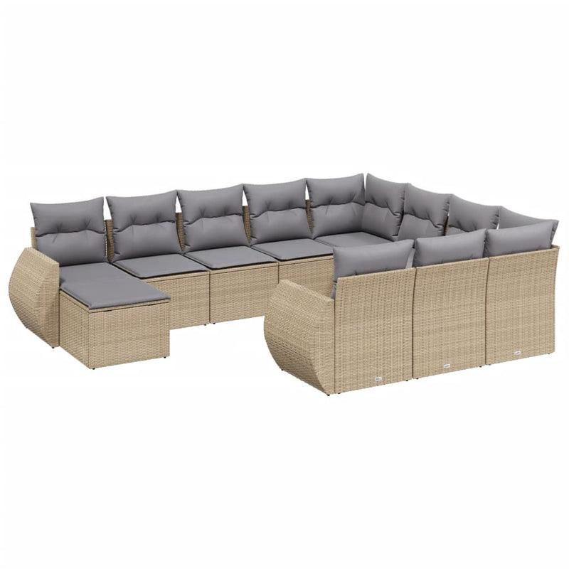 11 Piece Garden Sofa Set with Cushions Beige Poly Rattan Payday Deals