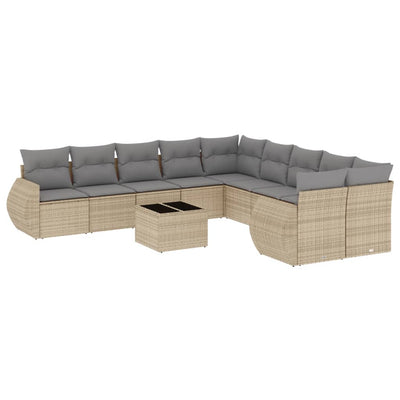 11 Piece Garden Sofa Set with Cushions Beige Poly Rattan Payday Deals