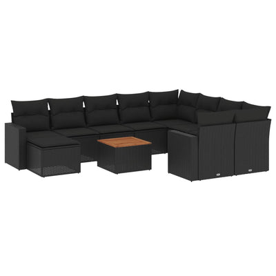 11 Piece Garden Sofa Set with Cushions Black Poly Rattan Payday Deals