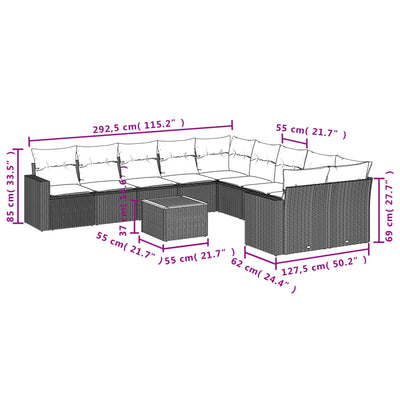 11 Piece Garden Sofa Set with Cushions Black Poly Rattan Payday Deals