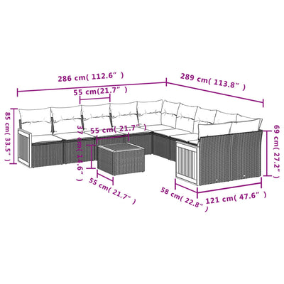 11 Piece Garden Sofa Set with Cushions Black Poly Rattan Payday Deals