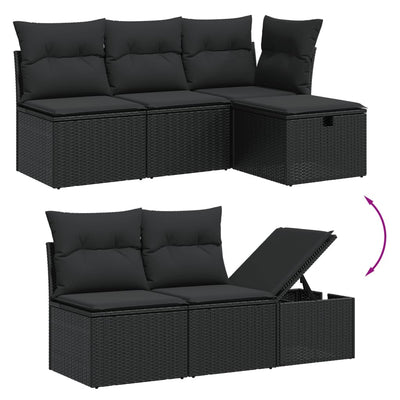 11 Piece Garden Sofa Set with Cushions Black Poly Rattan Payday Deals