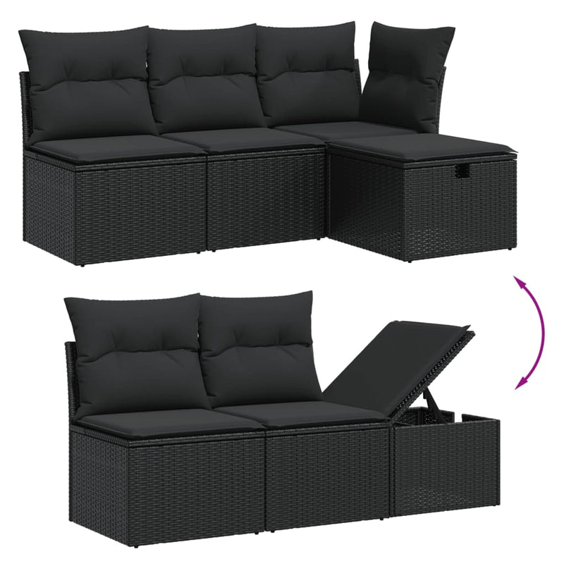 11 Piece Garden Sofa Set with Cushions Black Poly Rattan Payday Deals