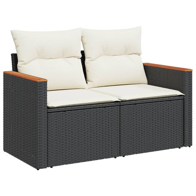 11 Piece Garden Sofa Set with Cushions Black Poly Rattan Payday Deals