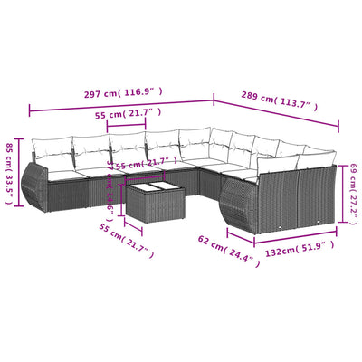 11 Piece Garden Sofa Set with Cushions Black Poly Rattan Payday Deals