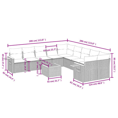 11 Piece Garden Sofa Set with Cushions Black Poly Rattan Payday Deals