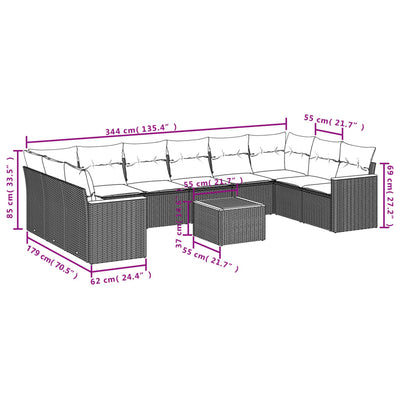 11 Piece Garden Sofa Set with Cushions Black Poly Rattan Payday Deals