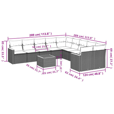 11 Piece Garden Sofa Set with Cushions Black Poly Rattan Payday Deals