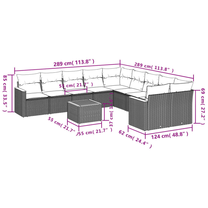 11 Piece Garden Sofa Set with Cushions Black Poly Rattan Payday Deals