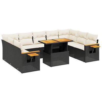 11 Piece Garden Sofa Set with Cushions Black Poly Rattan Payday Deals