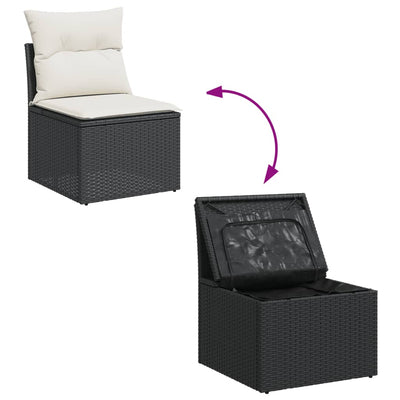 11 Piece Garden Sofa Set with Cushions Black Poly Rattan Payday Deals