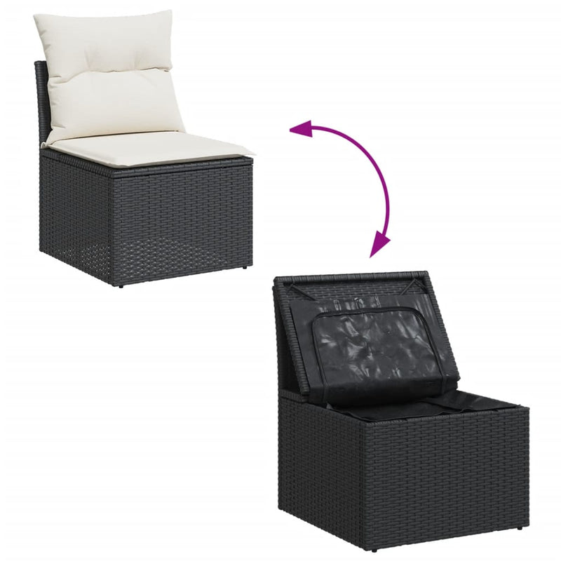 11 Piece Garden Sofa Set with Cushions Black Poly Rattan Payday Deals