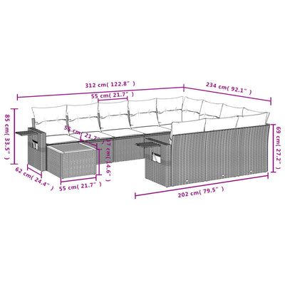 11 Piece Garden Sofa Set with Cushions Black Poly Rattan Payday Deals