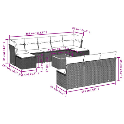 11 Piece Garden Sofa Set with Cushions Black Poly Rattan Payday Deals