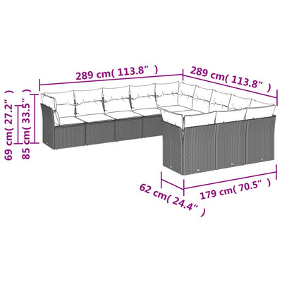 11 Piece Garden Sofa Set with Cushions Black Poly Rattan Payday Deals