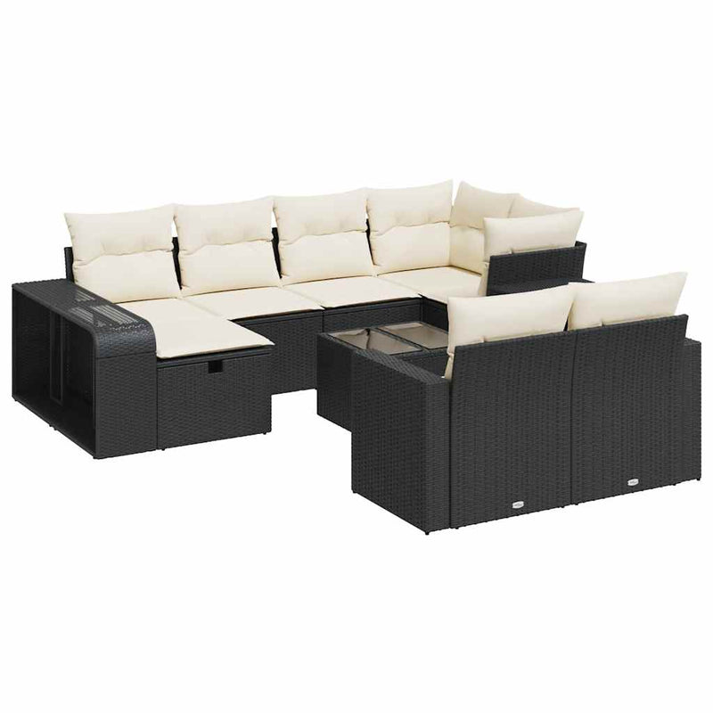 11 Piece Garden Sofa Set with Cushions Black Poly Rattan Payday Deals