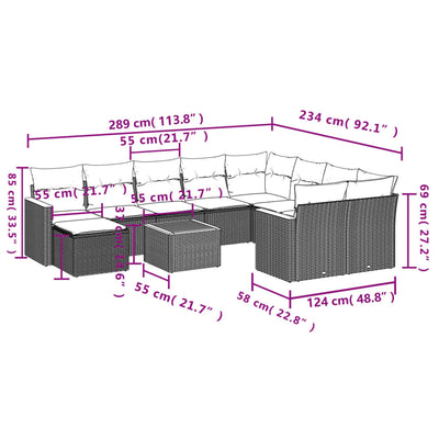 11 Piece Garden Sofa Set with Cushions Black Poly Rattan Payday Deals