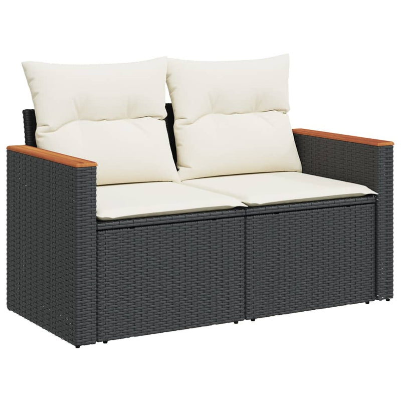 11 Piece Garden Sofa Set with Cushions Black Poly Rattan Payday Deals
