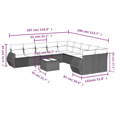 11 Piece Garden Sofa Set with Cushions Black Poly Rattan Payday Deals