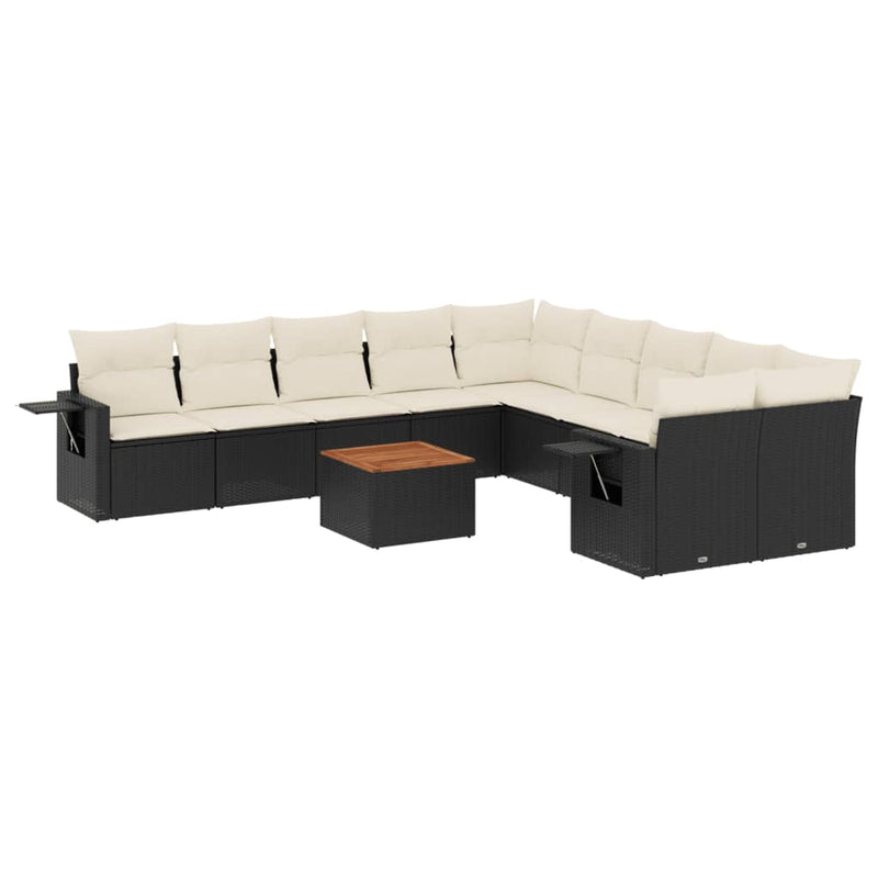 11 Piece Garden Sofa Set with Cushions Black Poly Rattan Payday Deals