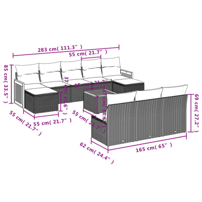 11 Piece Garden Sofa Set with Cushions Black Poly Rattan Payday Deals