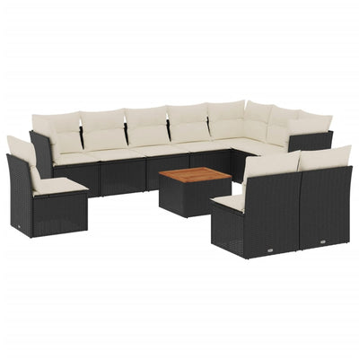 11 Piece Garden Sofa Set with Cushions Black Poly Rattan Payday Deals