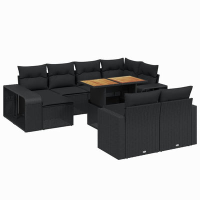 11 Piece Garden Sofa Set with Cushions Black Poly Rattan Payday Deals