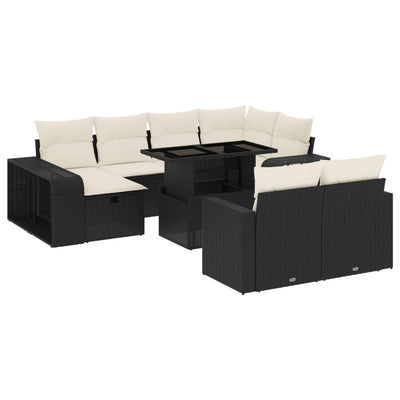 11 Piece Garden Sofa Set with Cushions Black Poly Rattan Payday Deals