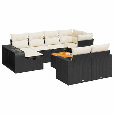 11 Piece Garden Sofa Set with Cushions Black Poly Rattan Payday Deals