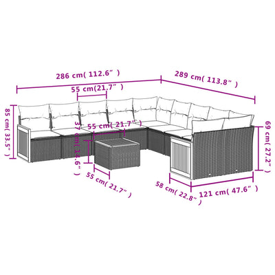 11 Piece Garden Sofa Set with Cushions Black Poly Rattan Payday Deals