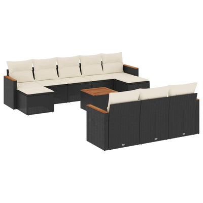 11 Piece Garden Sofa Set with Cushions Black Poly Rattan Payday Deals