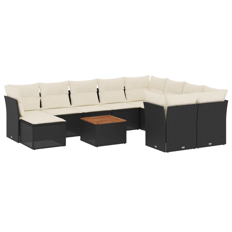 11 Piece Garden Sofa Set with Cushions Black Poly Rattan Payday Deals