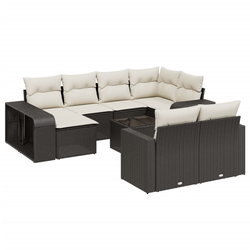 11 Piece Garden Sofa Set with Cushions Black Poly Rattan Payday Deals