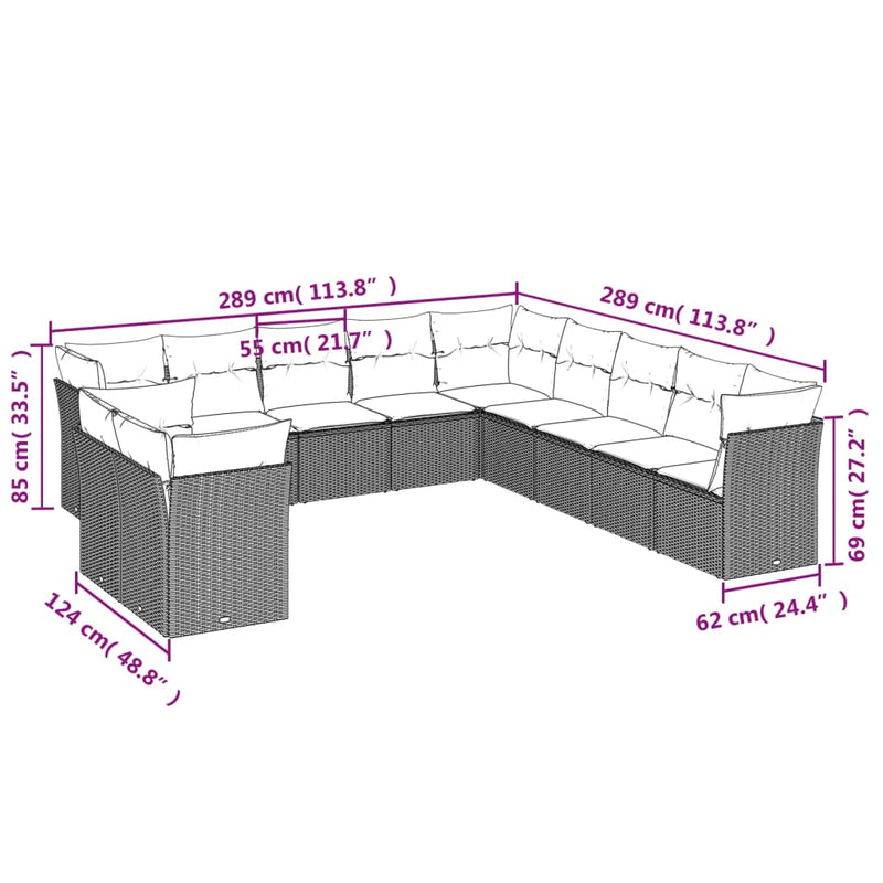 11 Piece Garden Sofa Set with Cushions Black Poly Rattan Payday Deals