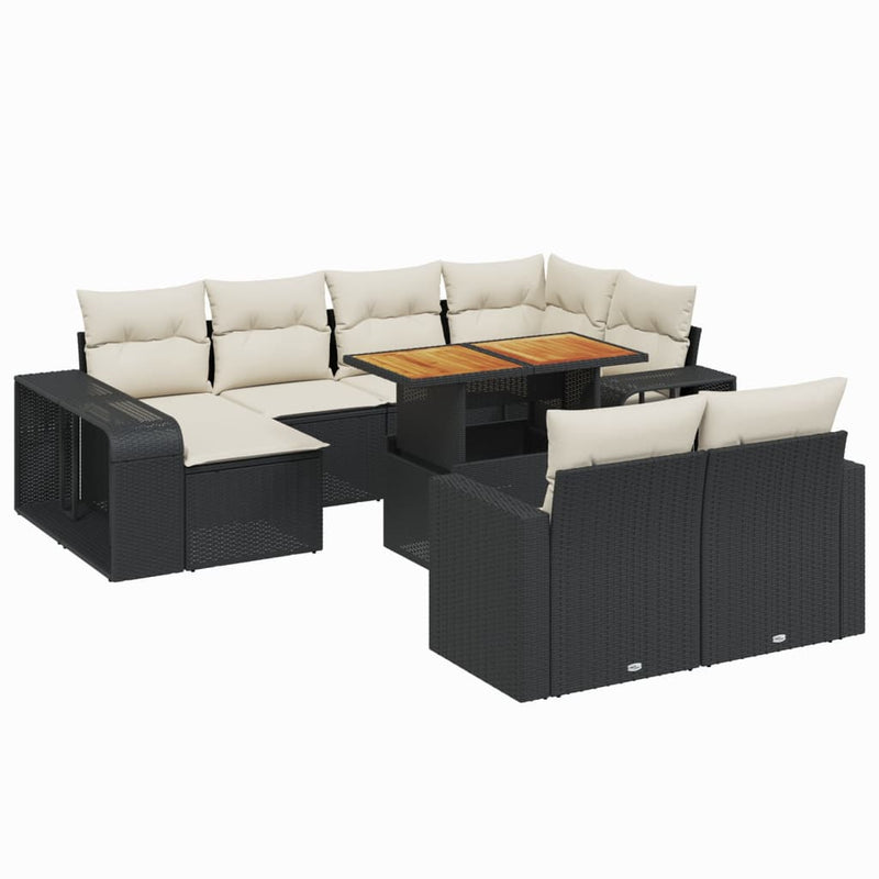 11 Piece Garden Sofa Set with Cushions Black Poly Rattan Payday Deals