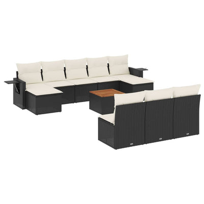 11 Piece Garden Sofa Set with Cushions Black Poly Rattan Payday Deals