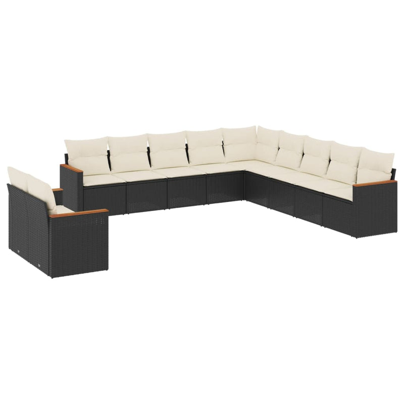 11 Piece Garden Sofa Set with Cushions Black Poly Rattan Payday Deals