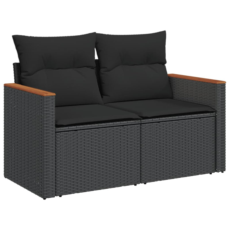 11 Piece Garden Sofa Set with Cushions Black Poly Rattan Payday Deals