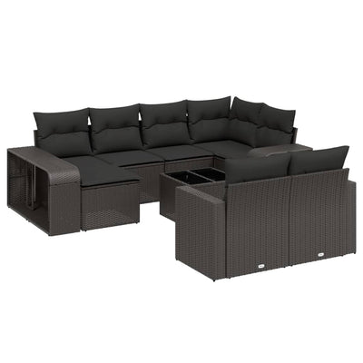 11 Piece Garden Sofa Set with Cushions Black Poly Rattan Payday Deals