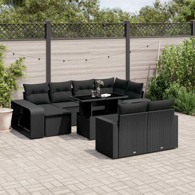 11 Piece Garden Sofa Set with Cushions Black Poly Rattan Payday Deals