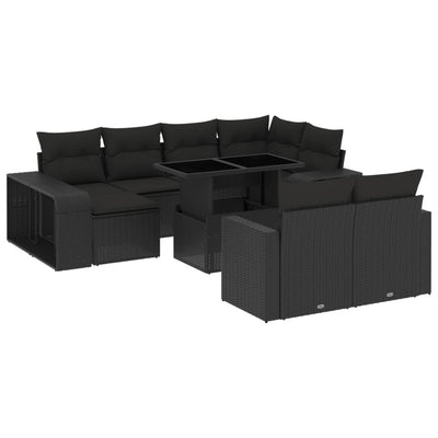 11 Piece Garden Sofa Set with Cushions Black Poly Rattan Payday Deals