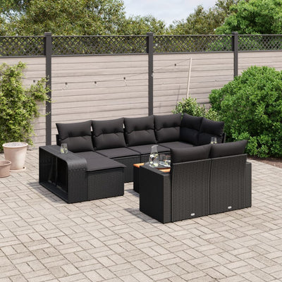 11 Piece Garden Sofa Set with Cushions Black Poly Rattan Payday Deals