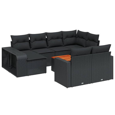 11 Piece Garden Sofa Set with Cushions Black Poly Rattan Payday Deals