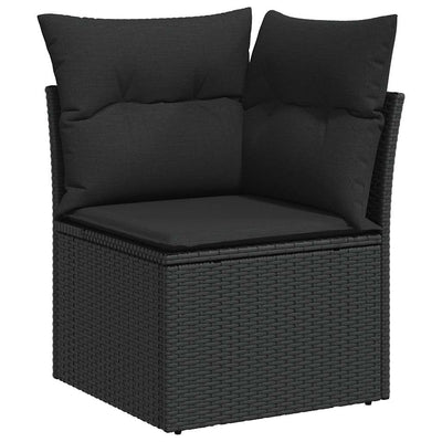 11 Piece Garden Sofa Set with Cushions Black Poly Rattan Payday Deals