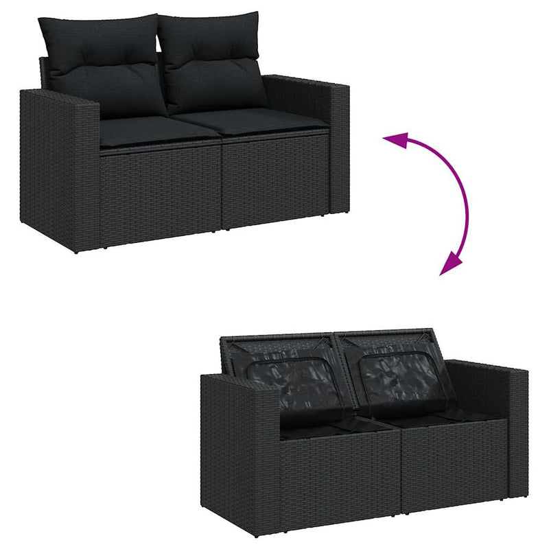 11 Piece Garden Sofa Set with Cushions Black Poly Rattan Payday Deals