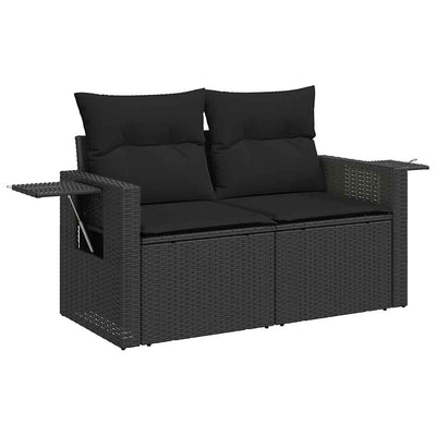 11 Piece Garden Sofa Set with Cushions Black Poly Rattan Payday Deals