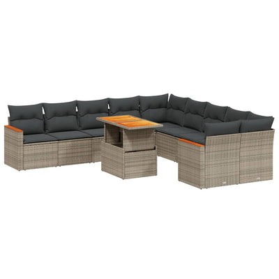 11 Piece Garden Sofa Set with Cushions Grey Poly Rattan Payday Deals