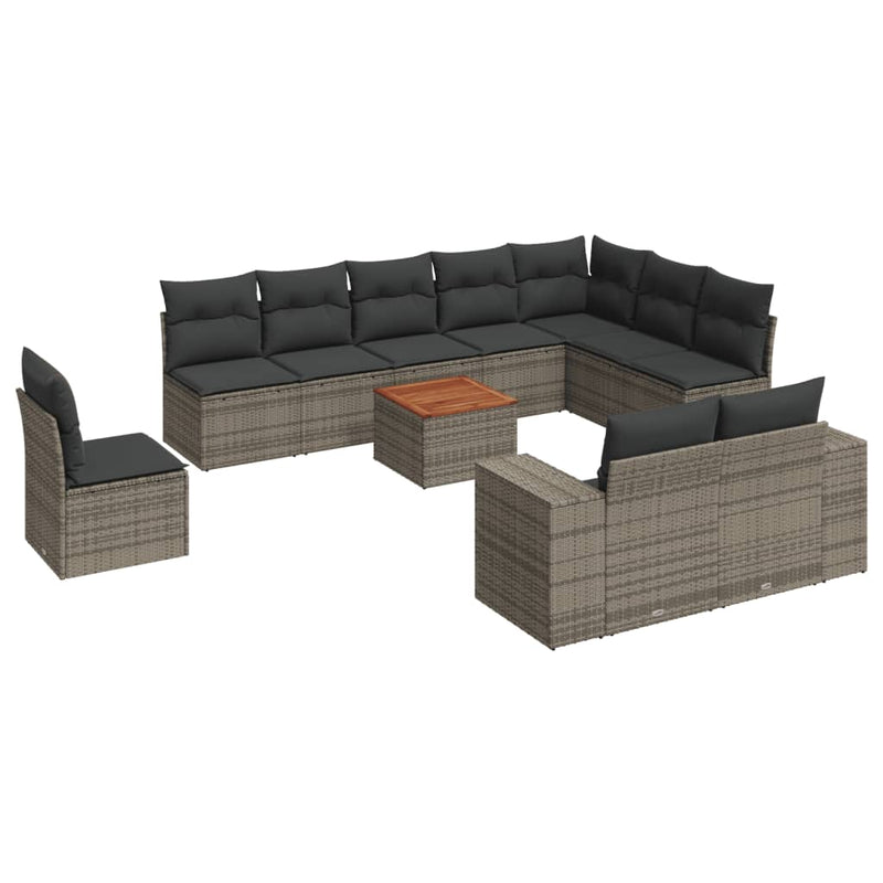 11 Piece Garden Sofa Set with Cushions Grey Poly Rattan Payday Deals