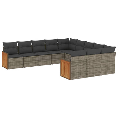 11 Piece Garden Sofa Set with Cushions Grey Poly Rattan Payday Deals